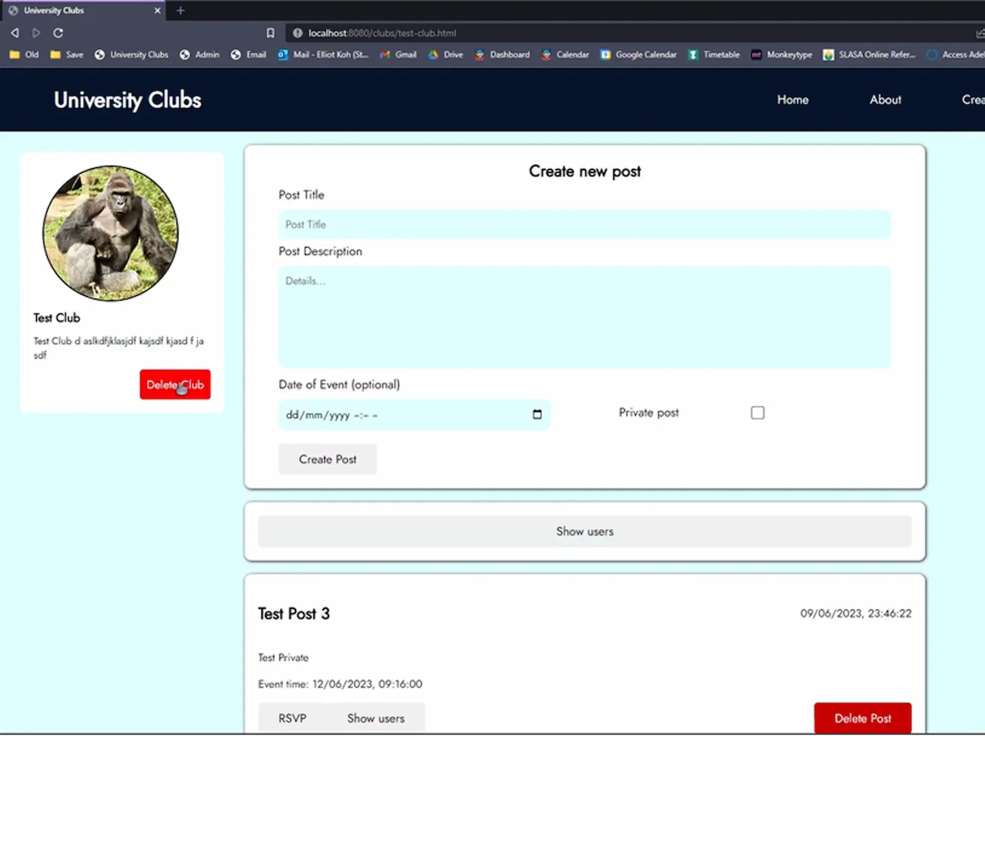 University Club Portal